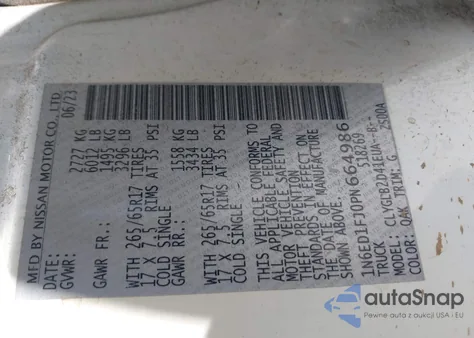 2023 Nissan Frontier Long Bed Sv 4X2 из США, поврежденный, VIN 1N6ED1FJ0PN664986